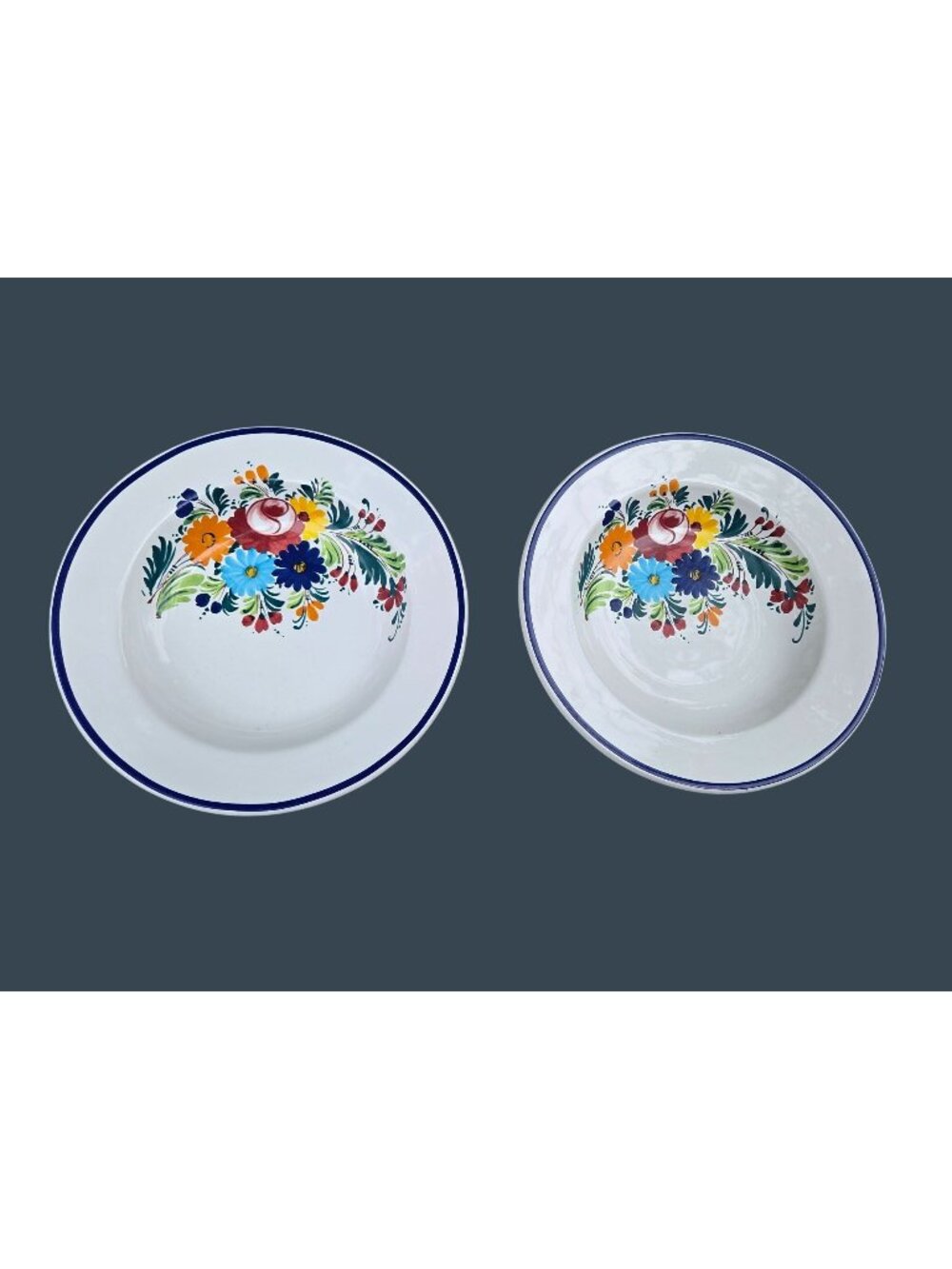 Nova Deruta Italian Ceramic Pasta Bowls For Pottery Barn - Handpainted Floral